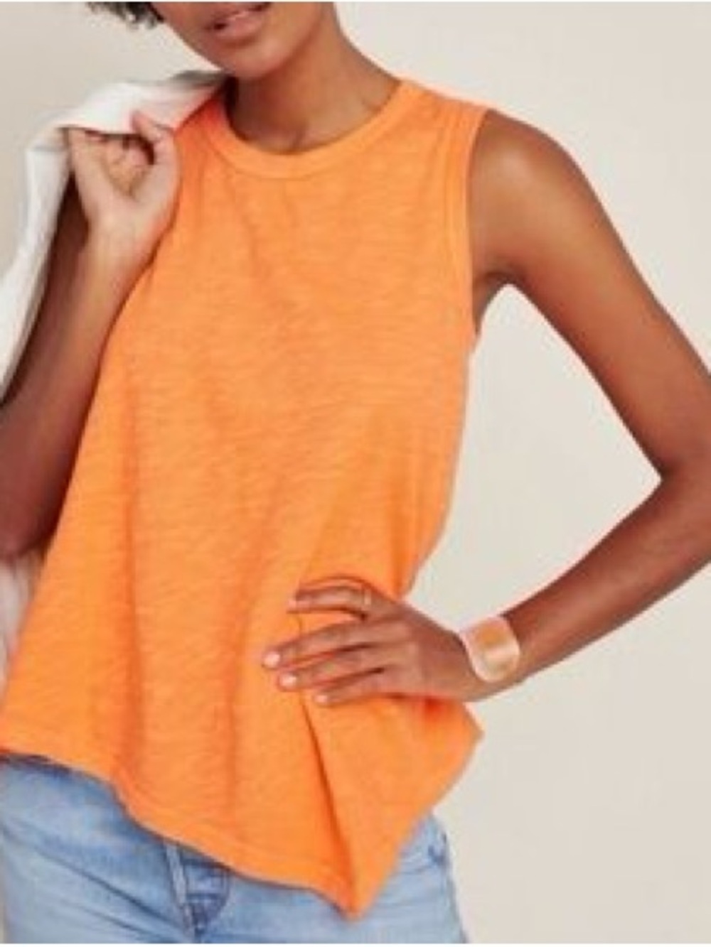 Anthropologie BOGO FREE NWT Left of Center Asymmetrical Orange Tank shirt XS